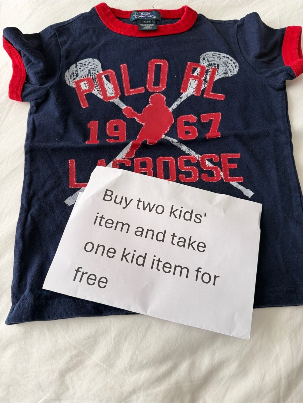 Ralph Lauren Navy and Red Lacrosse Graphic Tee